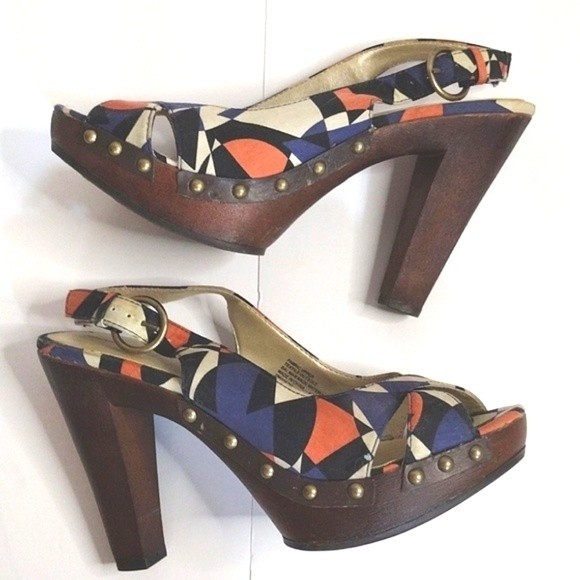 Xhilaration Studded Details Open Toe Wooden Platform Sandals US 8.5 - Picture 5 of 9